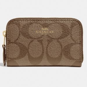 Coach Zip Around Coin Case In Signature Canvas